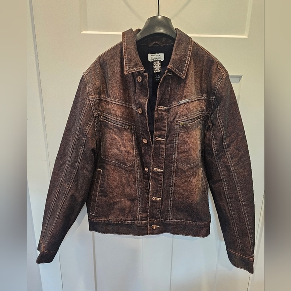 Never Worn! DKNY Bronze Quilted Jean Jacket Front Button With Pockets Medium - Picture 1 of 14